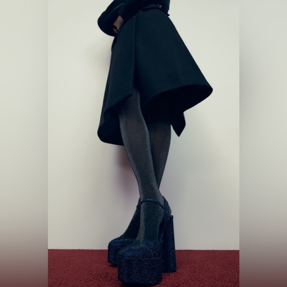 NEW 💙 Zara RHINESTONE HEELED PLATFORM SHOES - Picture 14 of 14